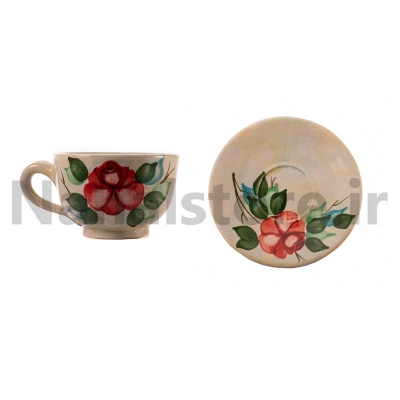 فنجان و نعلبکي چيني (يک عددي)-گل سرخي