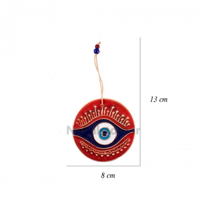دکوري سفالي چشم (طرح 1) (قرمز)-گرد
