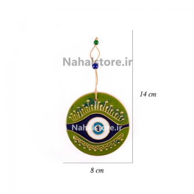 دکوري سفالي چشم (طرح 1) (سبز)-گرد